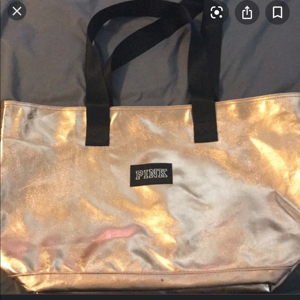 VS PINK gold tote bag